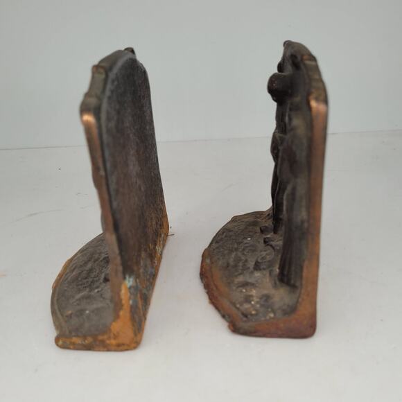 Antique Bronze The Anglus Jean Francois-Millet Relief Mourning Funeral Bookends - Picture 5 of 8